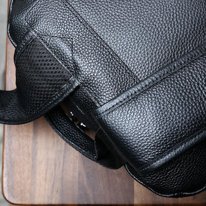 Men's genuine leather laptop travel backpack
