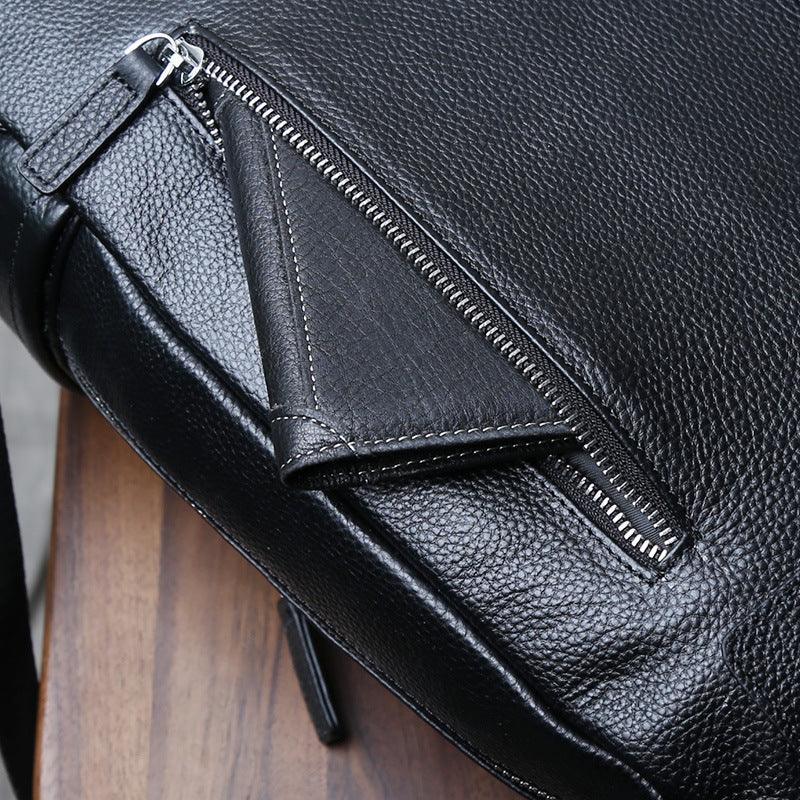Men's genuine leather laptop travel backpack