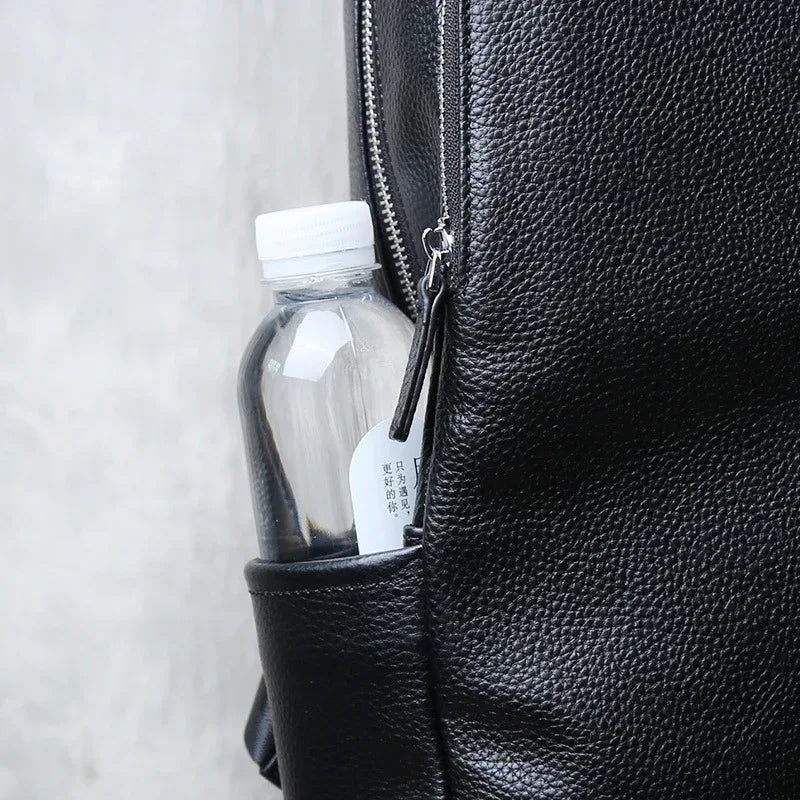 Men's genuine leather laptop travel backpack