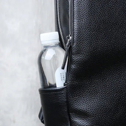 Men's genuine leather laptop travel backpack