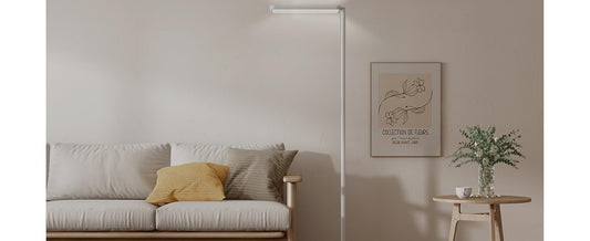 White Dimmable LED Floor Lamp Touch Control Dual Light