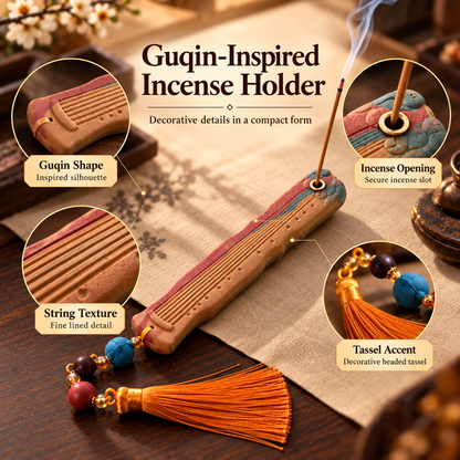 Incense Stick Holder Guqin Inspired Decorative Tassel Tabletop Accent