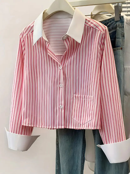 Long Sleeves Cropped Work Shirt