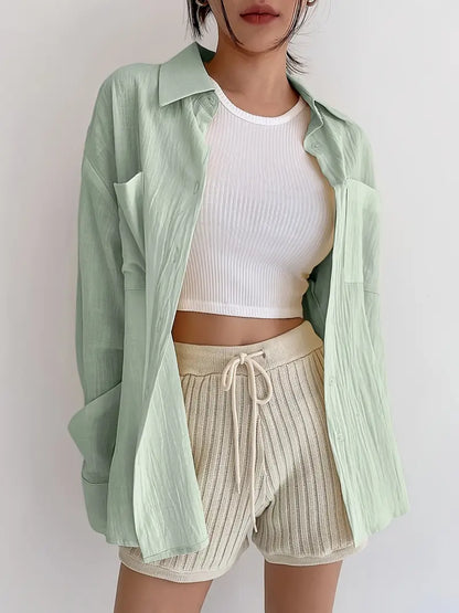 Mint Green Drop Shoulder Shirt Women