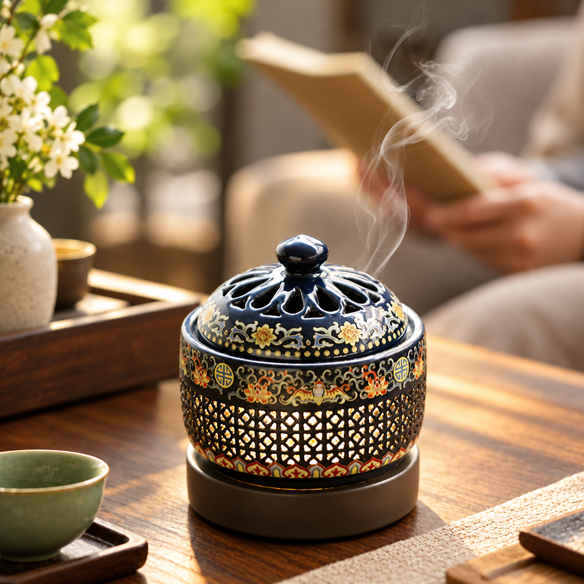 Ceramic Incense Burner with Adjustable Temperature Timer Control