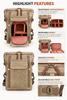 Waxed Canvas Leather Backpack with Removable Camera Insert and Dividers