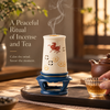 Ceramic Incense Burner with Crane Cutout Lid for Coil Incense