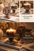 Natural Marble Goblet Candle Holder with Rounded Stem and Red Veining