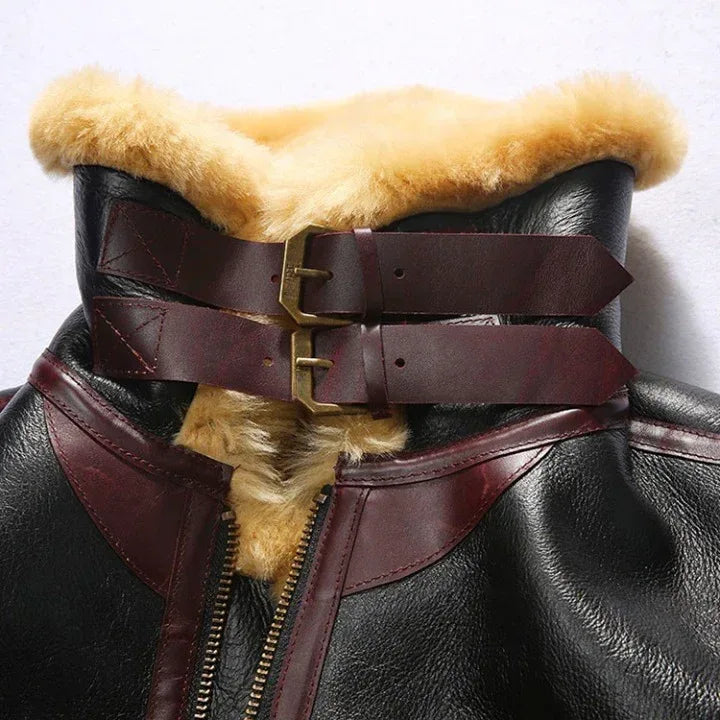 Mens Shearling Leather Aviator Jacket