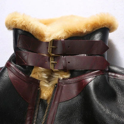 Mens Shearling Leather Aviator Jacket