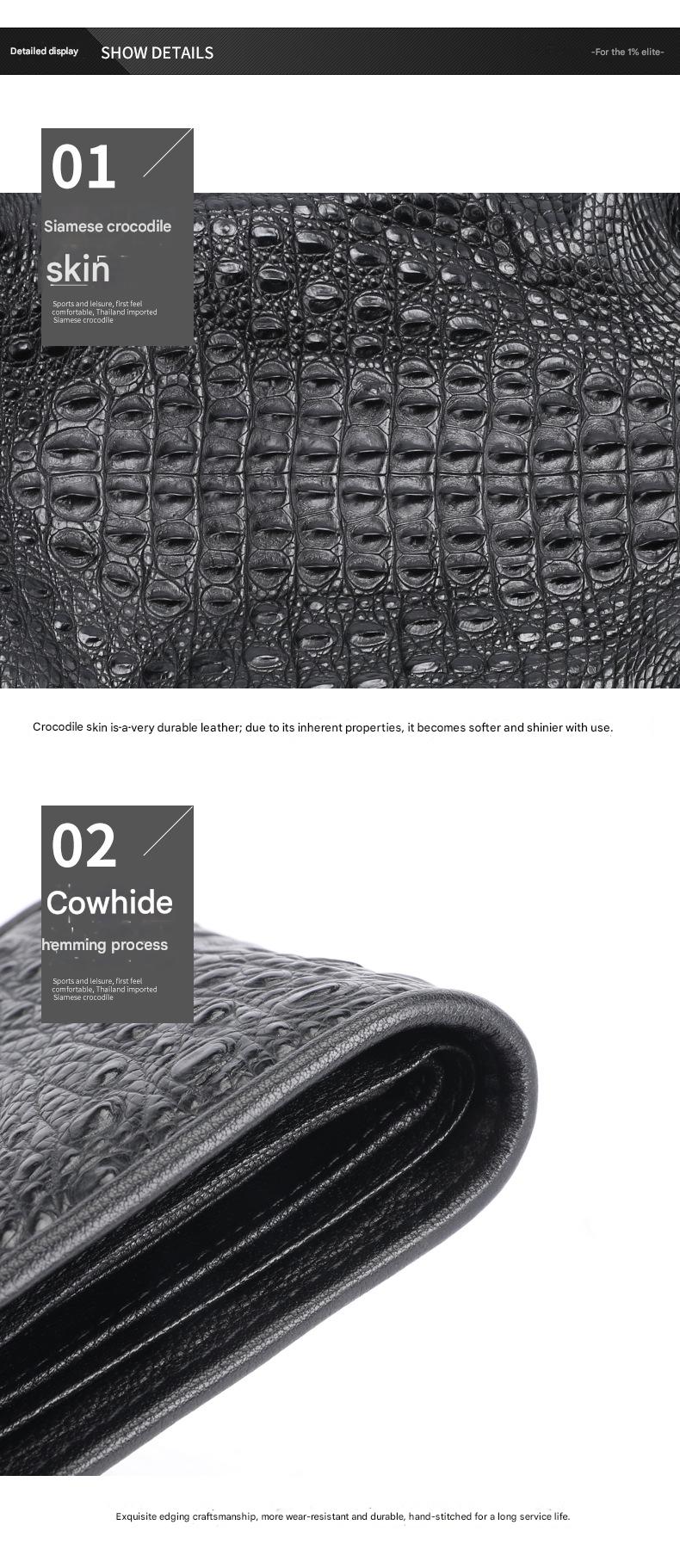 Men’s Genuine Crocodile Leather Bifold Wallet