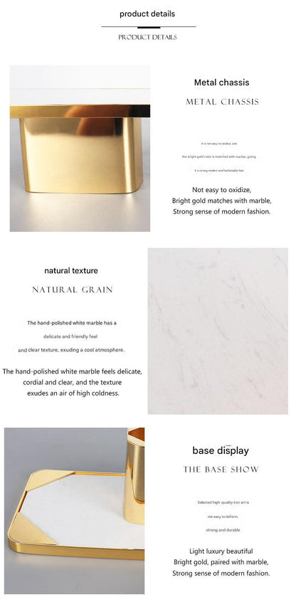 Rectangular Marble Metal Fruit Plate with Gold Base