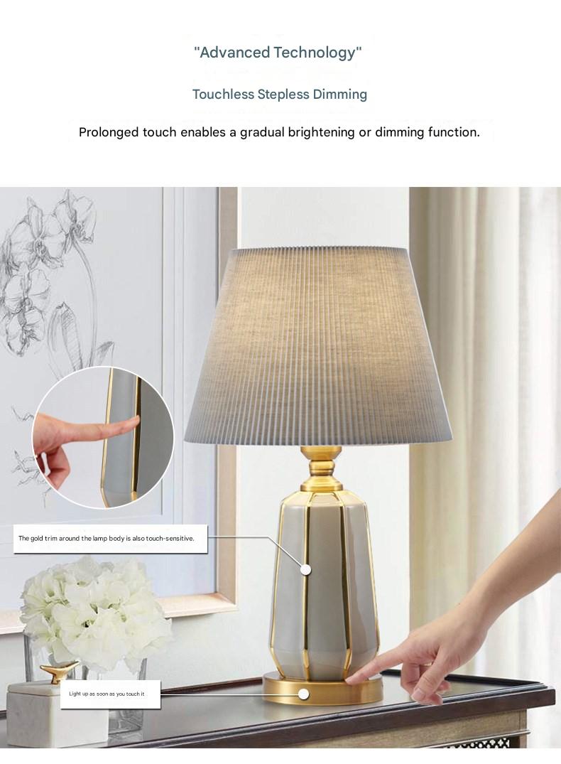 Minimalist ceramic touch table lamp for bedroom