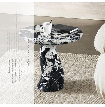 Modern Scandinavian Black Marble Round Side Table