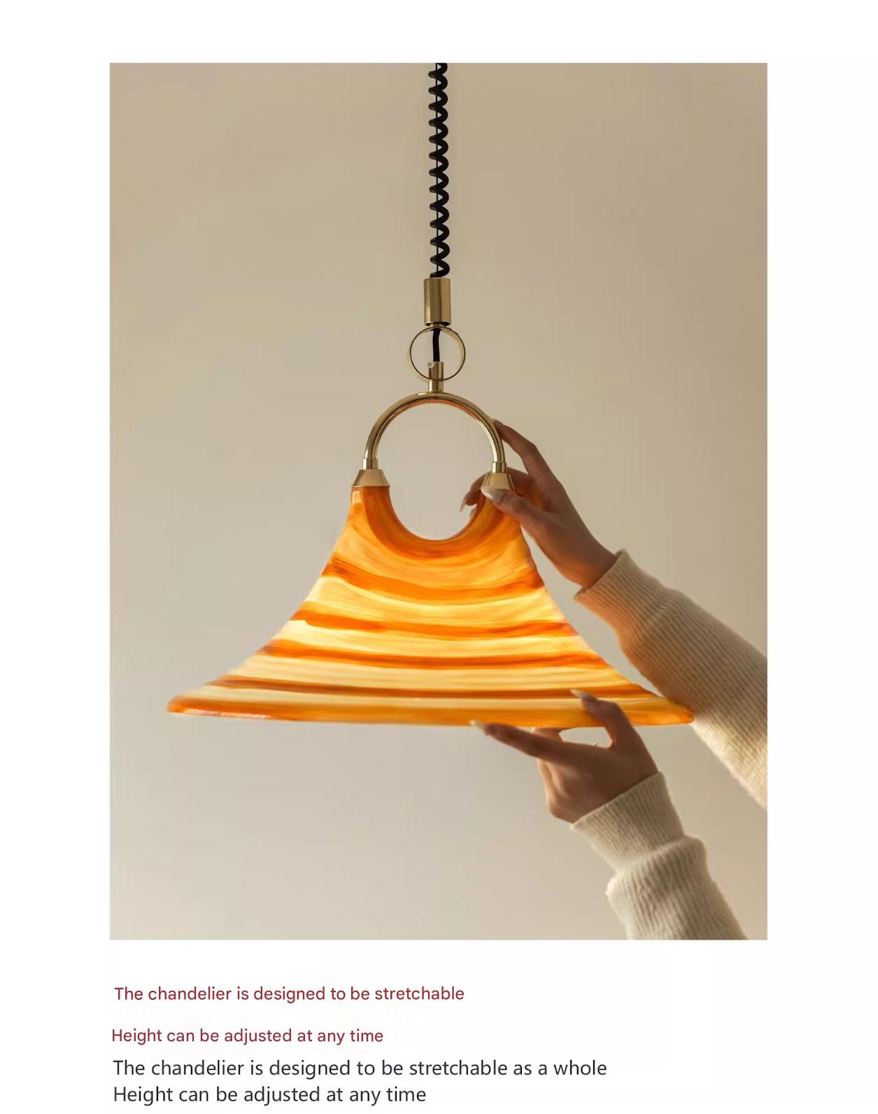 Retro Horn Pendant Light Adjustable Plexiglass Ceiling Chandelier