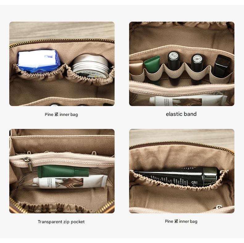 Women Leather Makeup Bag Crazy Horse Leather Toiletry Case