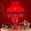 Red victorian wedding table lamp with beads