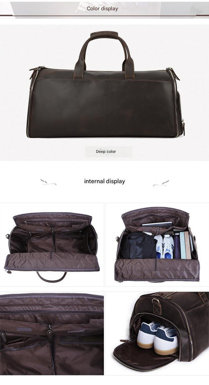 Leather Garment Duffle Bag Carry-On for Men