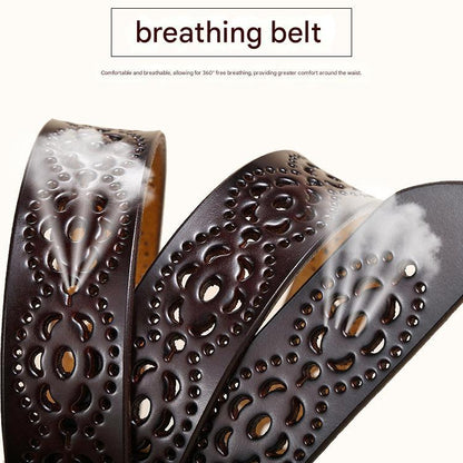 Women's genuine cowhide hollow waist belt