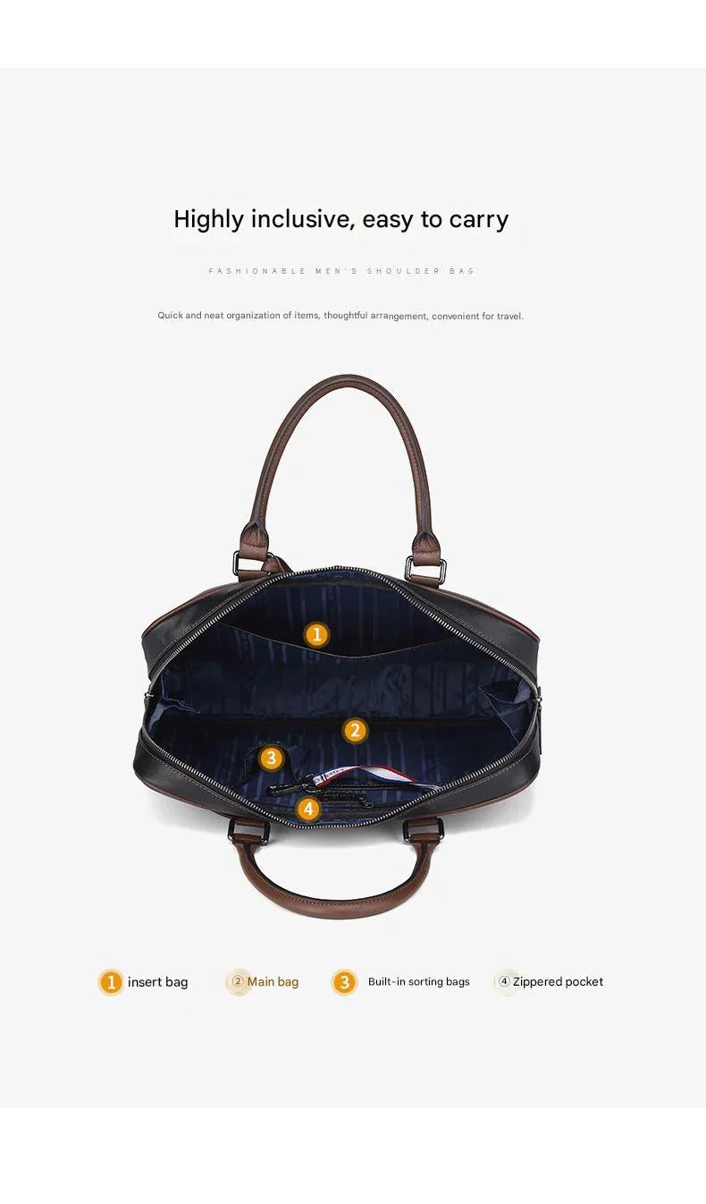 Leather Business Travel Shoulder Bag
