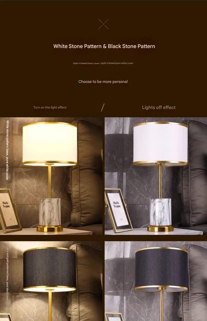 Modern scandinavian marble table lamp gold trim