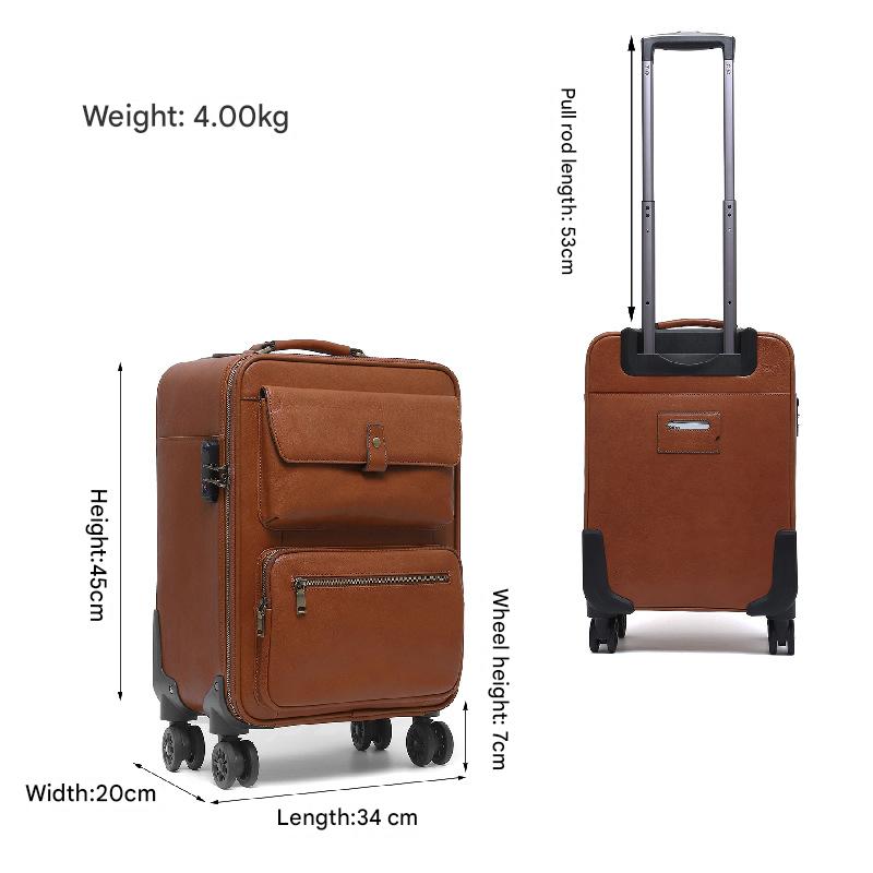 Premium Leather Trolley Suitcase Set