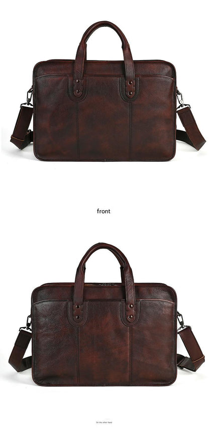 Men’s leather multi-layer office briefcase