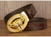 Men’s Leather Cowboy Belt with Bull Head Buckle
