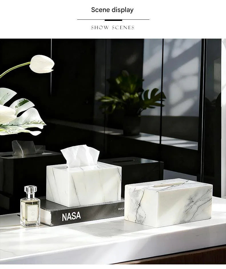 Natural Marble Rectangular Tissue Box Holder