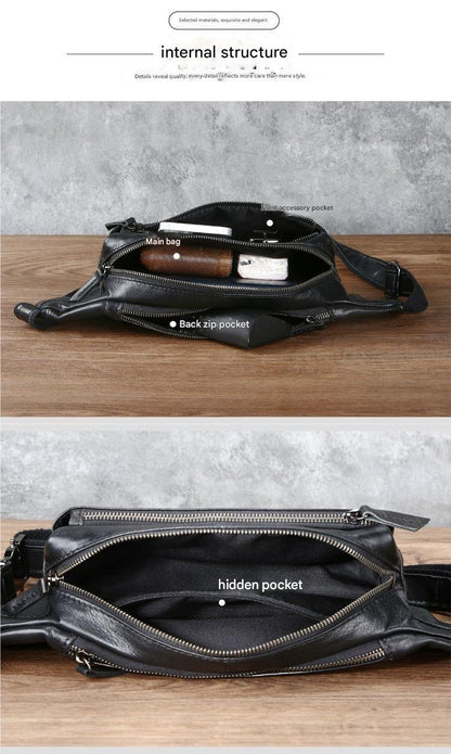 Men’s Top-Grain Leather Crossbody Waist Bag
