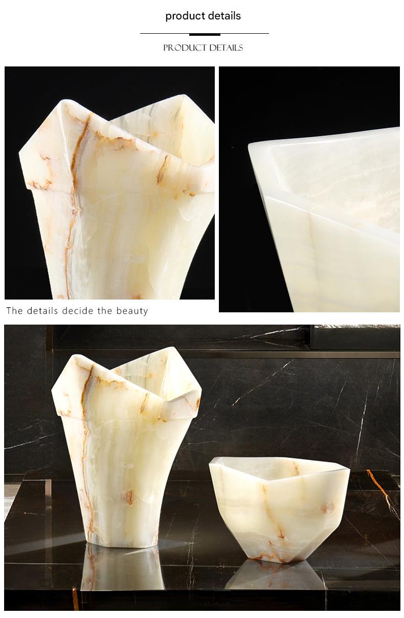 Italian Vintage Style Jade Vase Marble Flower Vase & Pot