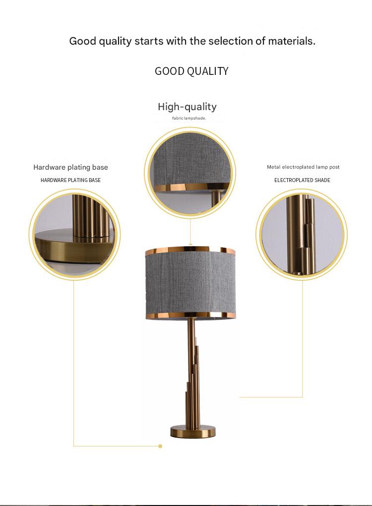 Modern scandinavian brass fabric table lamp