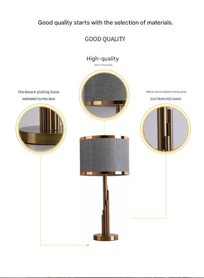 Modern scandinavian brass fabric table lamp