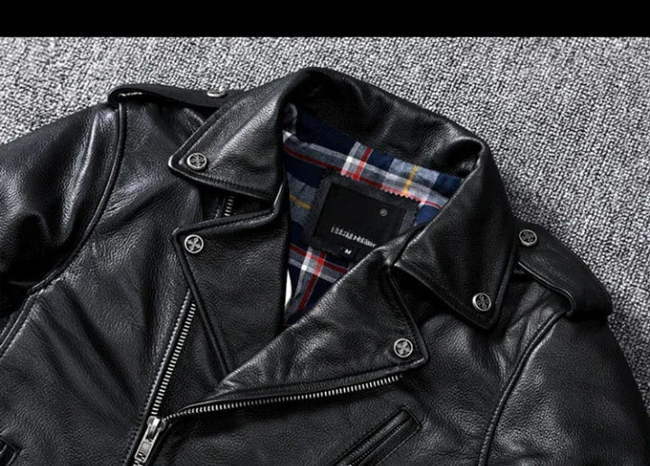 Men’s Slim Fit Motorcycle Leather Jacket