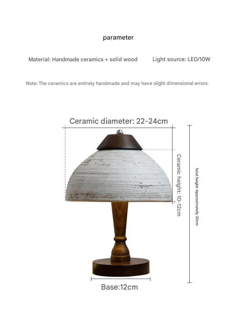 Ceramic wood wabi sand table lamp for home