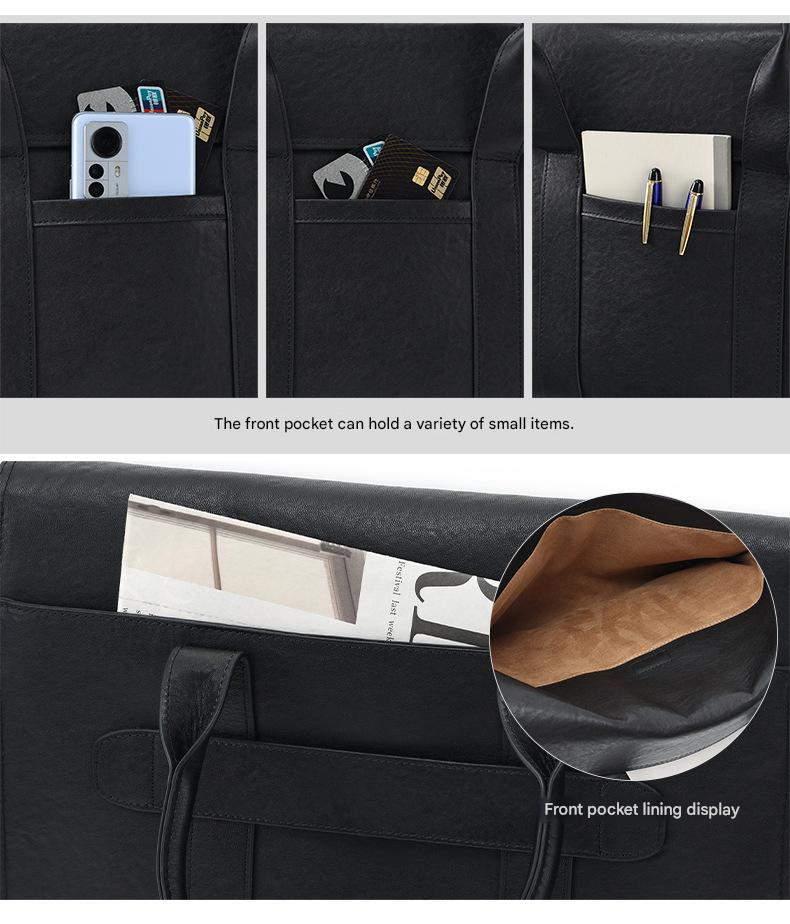 Leather Business Briefcase for Men with Trolley Sleeve