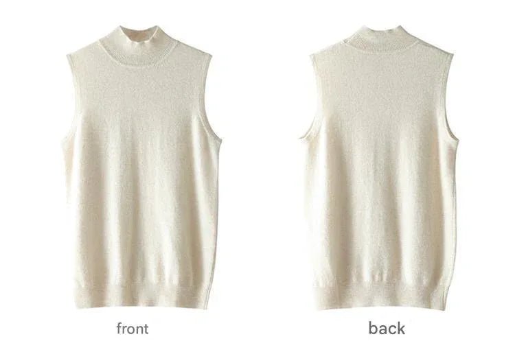 Women's Real Cashmere Sleeveless High-Neck Vest