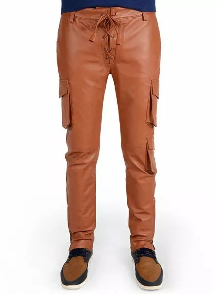 Men's Real Cargo Leather Pant Brown