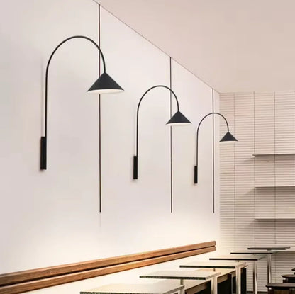 Black Cone Wall Sconce Long Arm Scandinavian Wall Light Fixture