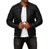 Mens Cafe Racer Leather Jacket Black Motorcycle Coat