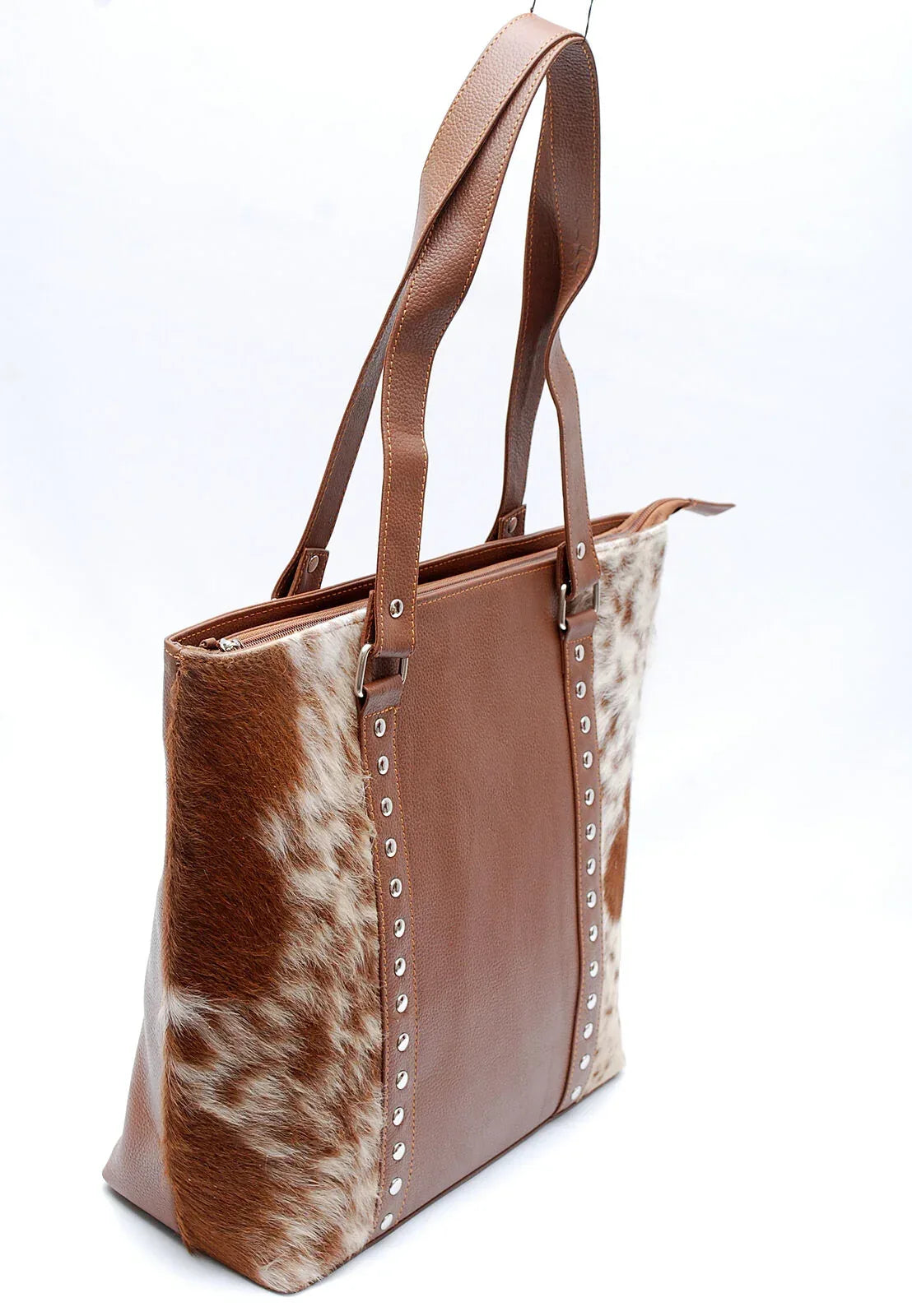 Cowhide Tote Bag Light Brown Leather Handbag Women