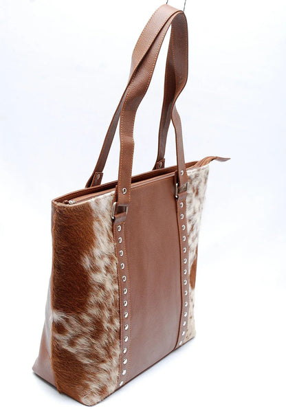 Cowhide Tote Bag Light Brown Leather Handbag Women