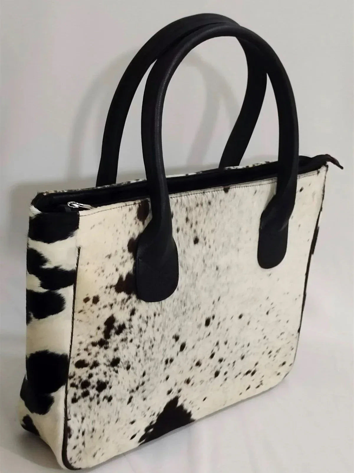 Cowhide tote bag leather shoulder handbag large