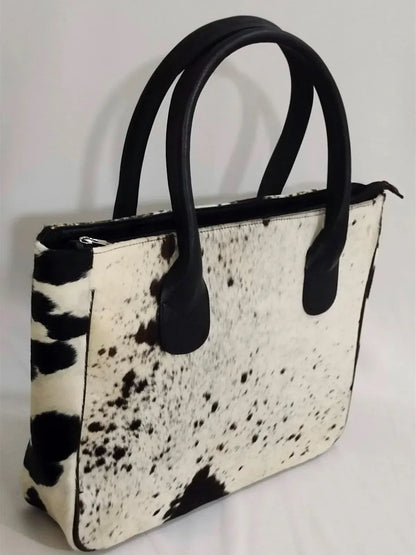 Cowhide tote bag leather shoulder handbag large