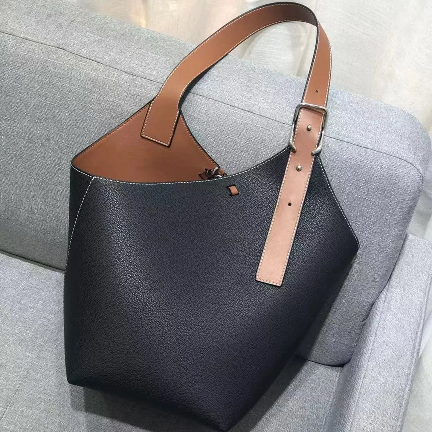 Genuine Leather Bucket Bag For Women Soft Leather Bucket Purse 2