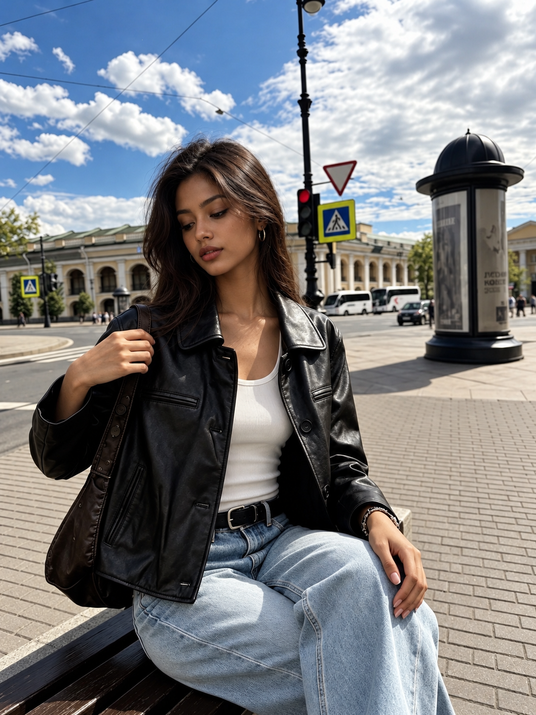 Lambskin Leather Jacket for Women Cropped Oil-Waxed Lapel Style