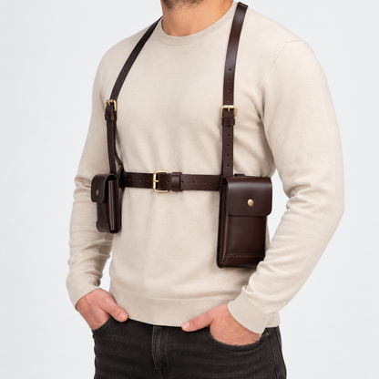 Shoulder Holster Bag with Dual Pouches and Adjustable Harness