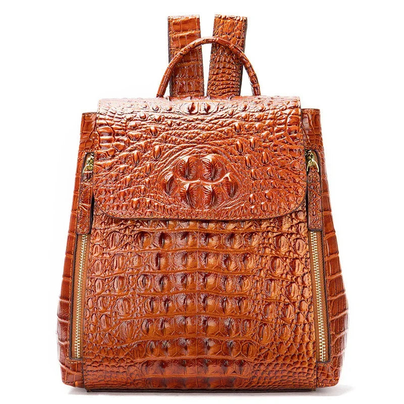 Women’s Designer Genuine Leather Crocodile Pattern Backpack 4