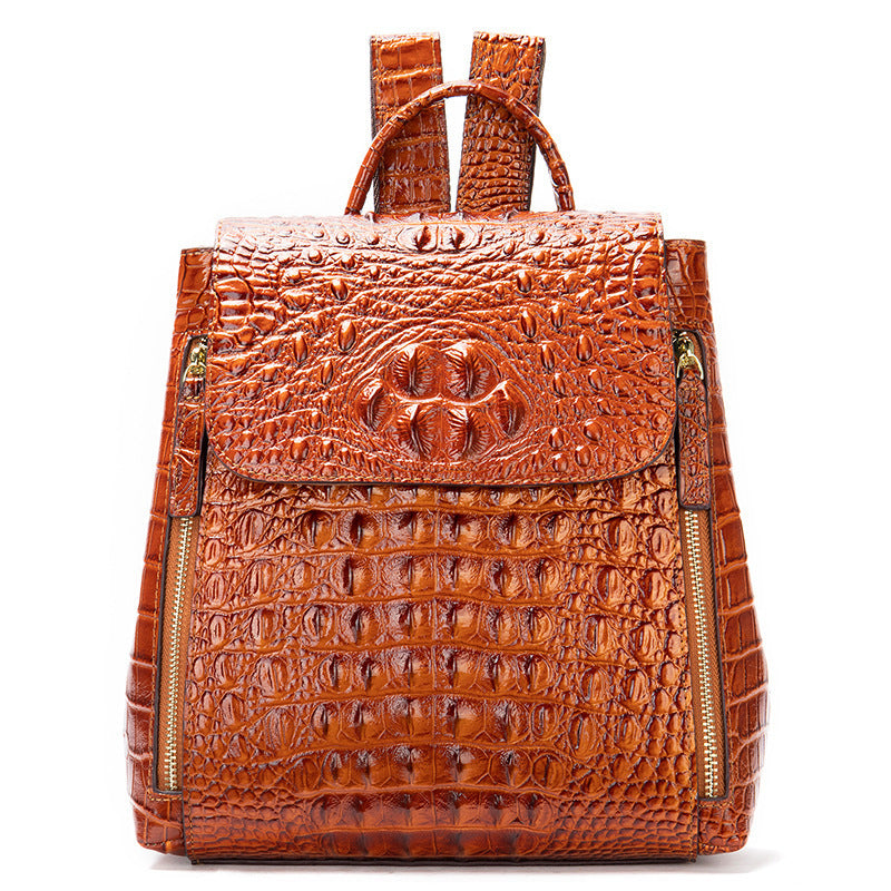 Women’s Designer Genuine Leather Crocodile Pattern Backpack