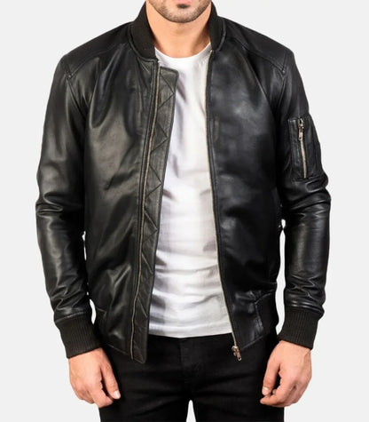 minimal leather jacket black mens